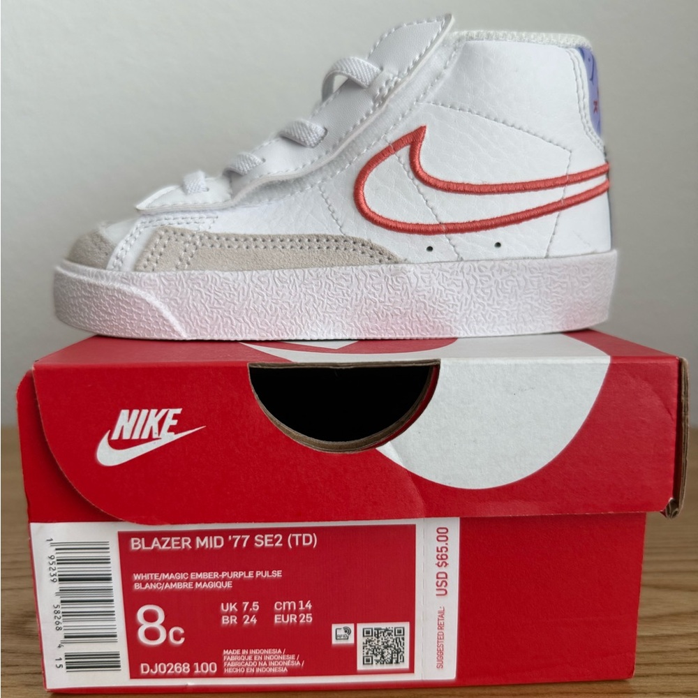 Nike Blazer Mid '77 SE2 Kids Sneakers - White and Red